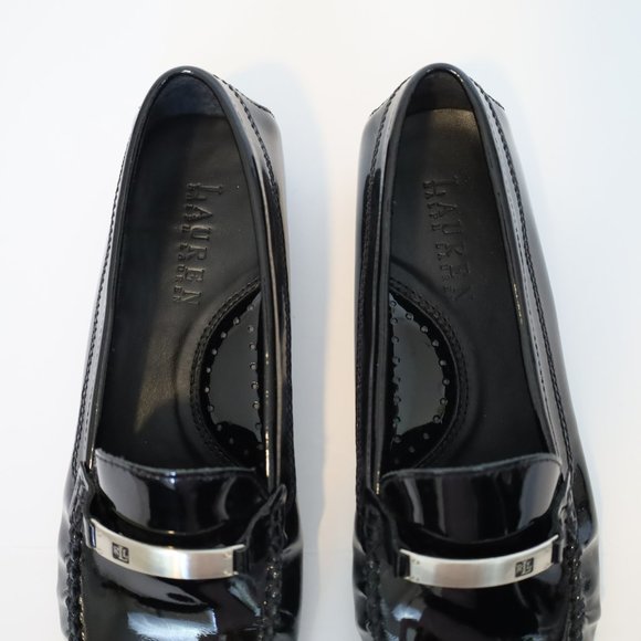 RALPH LAUREN Size 7 Black Patent Leather Loafers flats New without tags - Picture 10 of 13